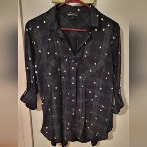 LAST CHANCE! Rock & Republic Plaid Button Down with Stars